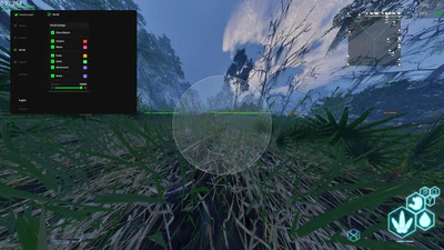 The Isle radar minimap and world ESP highlighting corpses, fruits, herbs and water with distance markers